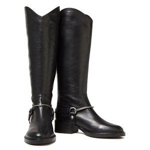 $650 SIGERSON MORRISON Helana Tall Western Riding Boots BUCKLE BLACK 37 (TC26)